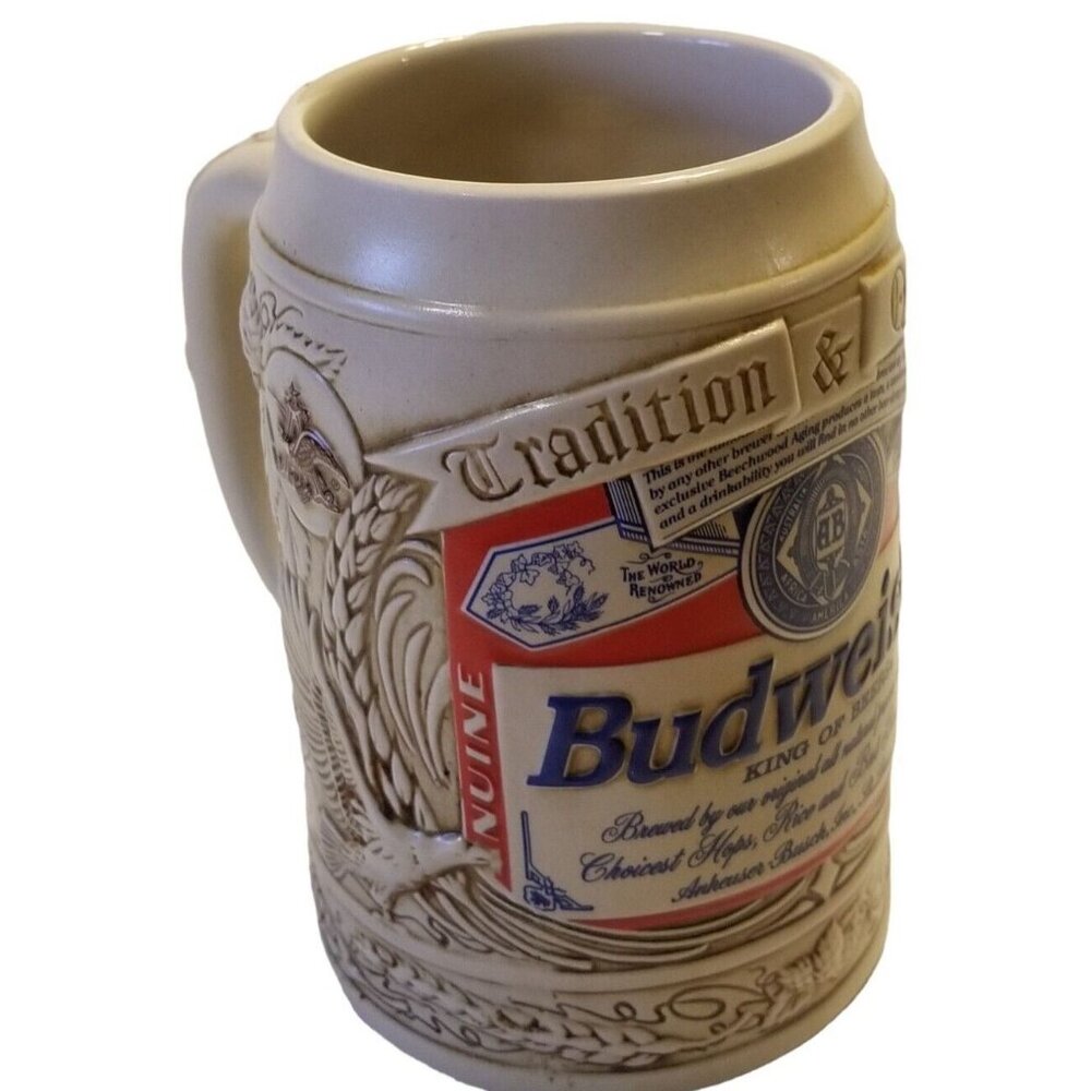 Budweiser Label Stein Collectors 1995 Anheuser‎ Busch Handcrafted in Brazil